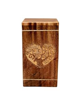 Urnes en bois d'arbre de vie en forme de coeur pour cendres humaines Urne de crémation en palissandre adulte pour cendres-Urne funéraire (arbre 250 LB) - Product Image 6
