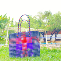 Sacs de courses en nylon recyclé PP tissé rayé, faits à la main, réutilisables, écologiques, Kapadavala, avec logo personnalisé, promotionnels, vente en gros