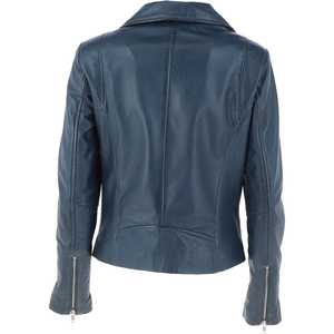 Femmes haut tendance personnalisé automne hiver vestes en cuir solide col tournant conception manches longues respirant doublure en Satin - Product Image 3