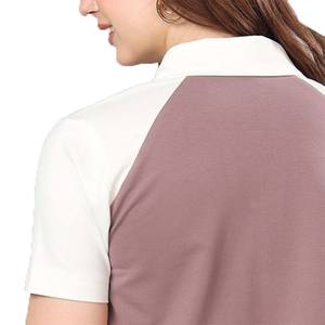 Suéter Informal de Manga Corta Transpirable para Mujer, Estilo Urbano, con Bloques de Color y Logotipo Personalizado Bordado - Product Image 4