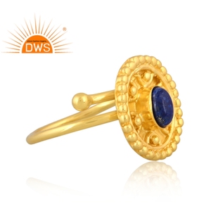 Best Selling Sterling Silver 18K Gold Plated Natural <b>Lapis</b> <b>Lazuli</b> Gemstone Stackable <b>Ring</b> Custom Jewelry Manufacturer - Product Image 3