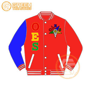 Customized Order Eastern <b>Star</b> Cotton Fleece Embroidered Varsity <b>Jacket</b> OES Breathable Quick Dry Zipper Closure Stand Women - Product Image 5
