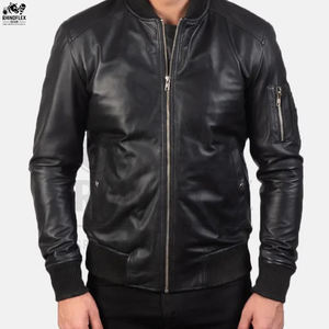 Veste en cuir et toile pour homme d'hiver, élégante, devant droit, taille et couleur personnalisables, haute qualité, antibactérienne, respirante, en polaire - Product Image 6