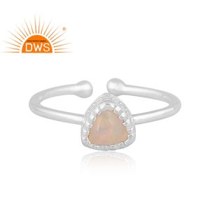 แหวนเงินแท้ประดับพลอยลาบราดอไรต์ธรรมชาติ ดีไซน์ปรับขนาดได้ รุ่นใหม่มาแรงปี 2026 เครื่องประดับสั่งทำพิเศษสำหรับผู้หญิง ของขวัญสำหรับเธอ - Product Image 2