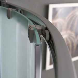 Cabine de douche d'angle semi-circulaire en verre satiné Genoa 80x80, rideaux de douche modernes - Product Image 6