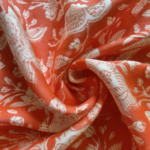Rust Orange & <b>White</b> Floral Hand Block Printed Cotton Fabric Traditional Indian Artisan Textile - Product Image 3
