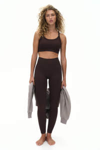 กางเกงเลกกิ้งออกกำลังกายเอวสูงกางเกงโยคะลดไขมันหน้าท้องแบบตาข่ายลำลองสำหรับออกกำลังกายในฤดูร้อนสีน้ำตาล - Product Image 2