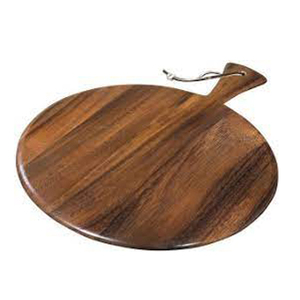 Gran oferta, tabla de cortar de mármol y madera de forma redonda, tabla para Pizza de Acacia con mango de Metal para servir Pizza y picar verduras - Product Image 5