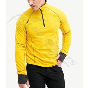 Jersey con cremallera de 100% cuartos de manga larga transpirable de algodón 1/4 de rendimiento personalizado para hombre, Top con cremallera para deportes y gimnasio al por mayor - Product Image 5