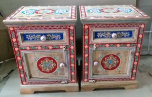 Muebles de Salón Modernos Personalizados, Cajoneras de Madera Maciza Pintadas a Mano con Diseños Florales Coloridos de Estilo Indio, 2 - Product Image 2