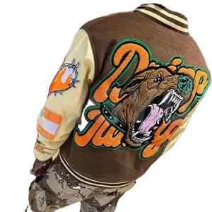 เสื้อแจ็กเก็ตเบสบอลผ้ากำมะหยี่ขนยาวสำหรับผู้ชายผ้ากำมะหยี่ปักลายสไตล์วินเทจไซส์ XL สำหรับฤดูหนาว - Product Image 3