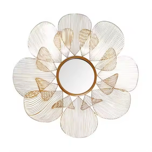 Modern Luxury Iron Wall <b>Mirror</b> with Unique <b>Flower</b> Design Home Decorative Rustic Style Wall <b>Mirror</b> - Product Image 1