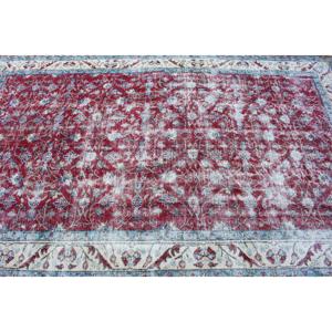 พรมตุรกีขนาดใหญ่ 5.2x8.6 ฟุต พรมวินเทจ พรมลายจุดสีแดง - Product Image 4