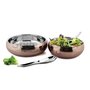 Grands bols de service en acier inoxydable couleur cuivre Bol à mélanger profond Bol à mélanger en acier inoxydable de haute qualité Ensemble de 3 pièces - Product Image 1