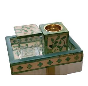 Juego de Bandeja para Quemador de Bakhoor con Incrustaciones de Madreperla, Estilo Árabe, Premium, Refinado, Caja de Resina y Madera de Acacia, Religioso - Product Image 6