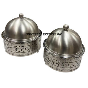 Réchauffeur d'aliments fini mat en acier inoxydable Casserole faite à la main de qualité supérieure Forme ronde Nouveau Hotpot en métal de luxe - Product Image 3