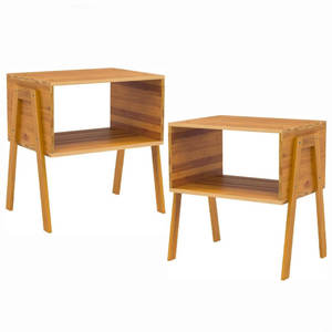 Mesas auxiliares de bambú apilables de estilo escandinavo para muebles del hogar, té y sala de estar, uso en mesas laterales de cristal, 2 uds. - Product Image 1