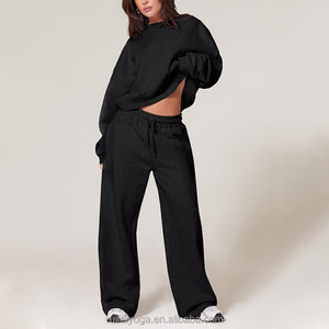 Conjunto Deportivo Informal de 2 Piezas para Mujer, Pantalones y Sudadera de Pierna Ancha con Estampado Invernal, Ajuste Regular, 100% Algodón, Personalizable OEM - Product Image 4