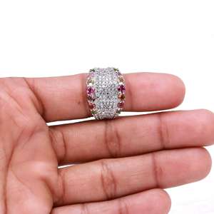 เครื่องประดับทัวร์มาลีนแบบหลายสีสำหรับผู้หญิงเครื่องประดับอัญมณีสีเงินสเตอร์ลิงแบบ925ดีไซน์ไม่เหมือนใคร - Product Image 3