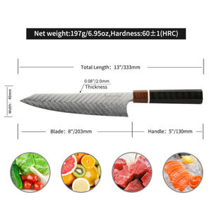 SCL lujo 8 pulgadas Damasco acero Chef cuchillo profesional 67 capas VG10 cuchillo de cocina hoja afilada Pakka mango de madera MOQ 5 uds - Product Image 5