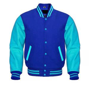 Veste de baseball varsity premium en laine bleue avec manches en cuir véritable, vestes de baseball pour collège et lycée, toile - Product Image 6