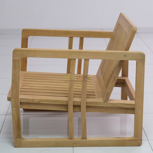 Mueble silla para asiento individual de madera de teca, estilo minimalista para exteriores o interiores con reposabrazos resistentes - Product Image 4