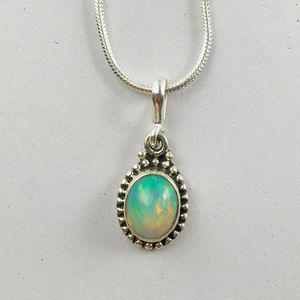 สร้อยคอจี้เงินแท้ประดับโอปอลเอธิโอเปียสำหรับผู้หญิง กำลังเป็นที่นิยม พร้อมอัญมณีธรรมชาติ จี้และชาร์มคุณภาพดี-ของขวัญ - Product Image 2