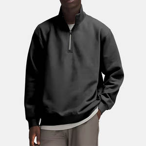 Wholesale High Quality Custom <b>Warm</b> <b>Fleece</b> Pullover Quarter Zip Sweatshirt Men Plain Sweatshirt - Product Image 3