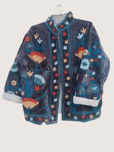 Cardigan en coton brodé floral bohème, col rond, manches longues, grande taille, vêtements décontractés pour femmes, vêtements de printemps - Product Image 4
