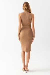 Polo cou sans manches femmes tricots robe ceinture détail haute qualité respirant tissu OEM Service décontracté vêtements pour femmes - Product Image 6