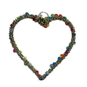 Fait à la main en vrac forme de coeur fer/perles noël suspendus ornement nickelé pour la maison vacances décoration de noël - Product Image 2