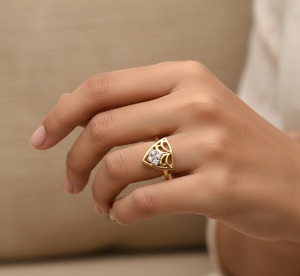 <b>Vintage</b> Style <b>Gold</b> Triangle <b>Ring</b> Women's Party and Wedding Jewelry Gift - Product Image 2