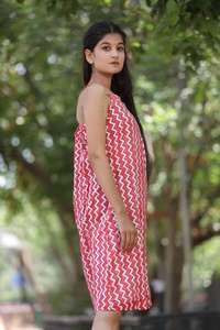 Mini robe en coton imprimé floral ondulé, tenue Boho au-dessus du genou, robe d'été, tenue légère sans manches décontractée, dos en V plongeant - Product Image 3