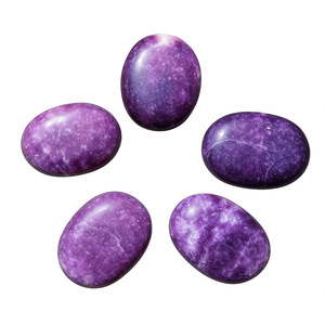 Piedra de Palma de lepidolita Natural de alta calidad, artesanía de cristal curativo púrpura pulida, amor para el alivio de la ansiedad y la meditación - Product Image 1