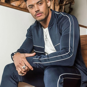 Mode 2025, sweat à capuche personnalisé en polaire technique, automne-hiver, 2 pièces, sweat à capuche décontracté en coton, coupe-vent, strass, imprimé uni, homme - Product Image 4