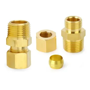 Brass Compression Tube Fitting 1/4"x1/4" NPT Male Straight Coupling Adapter