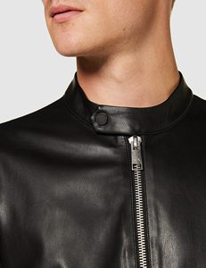 Veste en cuir élégante pour homme avec panneaux matelassés, imperméable, coupe confortable pour la saison hivernale, veste pour homme - Product Image 4
