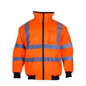 Customized Class 3 Winter Men's High Visibility <b>Orange</b> <b>Fleece</b> Waterproof Oxford Customizable Logo Safety Reflective Jackets - Product Image 6