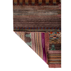 Alfombras Manchaha de Lana y Seda de Bambú Anudadas a Mano, Diseño de Parches Rojos y Naranjas para Uso Doméstico-Les-2900 - Product Image 5