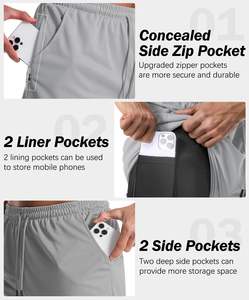 กางเกงขาสั้นเชือกรูดด้านในสำหรับผู้ชายกางเกงขาสั้นสำหรับใส่วิ่งเข้ายิมสองชั้นขนาดใหญ่พิเศษ - Product Image 5