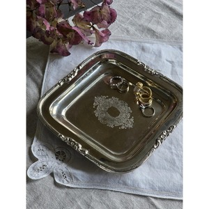 Antique Metal Tray with Floral Border, Embossed Design, <b>Vintage</b> Tray, Ornate Border, Tray for <b>keys</b>, Jewellery, Coins. - Product Image 1