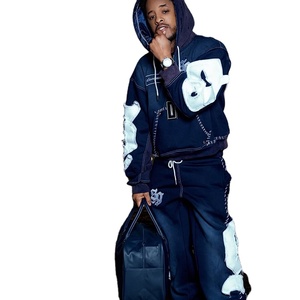 Conjunto Deportivo Urbano con Pedrería, Sudadera Holgada y Pantalones Deportivos Acampanados, Ropa Urbana - Product Image 1