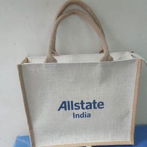 ถุงผ้าลินินพร้อมที่จับริบบิ้นสีธรรมชาติบรรจุของขวัญแต่งงานการพิมพ์โลโก้ตามสั่ง - Product Image 1