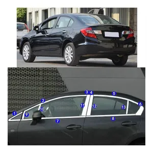 Pencere çerçevesi aksesuarları dış aksesuarlar Honda Civic FB7 pencere çerçevesi krom tam çerçeve 2012 - 2015