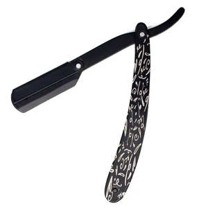 Navaja de Afeitar Recta Plegable con Mango de Madera, Logotipo Personalizado, Navaja de Barbero de Acero Inoxidable de Una Sola Hoja de Alta Calidad - Product Image 1