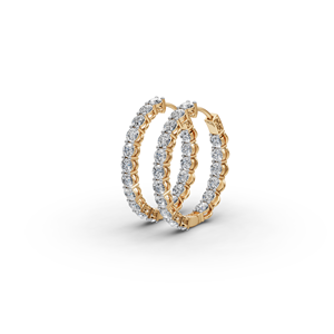 Boucles d'oreilles créoles ovales de luxe serties de diamants ronds de 3,00 carats, design de créateur - Product Image 1