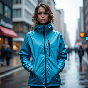 แจ็กเก็ตกันฝนมีซิปสำหรับผู้หญิงเสื้อกันฝนมีน้ำหนักเบาสำหรับปีนเขากลางแจ้ง - Product Image 3