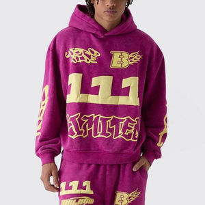 Logo personnalisé imprimé bouffant survêtement lourd survêtement unisexe de haute qualité à capuche et pantalon de survêtement ensemble imprimé bouffant survêtement - Product Image 3