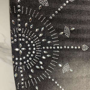 Ohsisa High Street Trendy Men's Denim <b>Shorts</b> Heavyweight Denim <b>Shorts</b> Rhinestones Crystal Jorts Vintage Baggy for Men's <b>Shorts</b> - Product Image 3