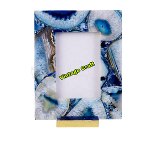 Marco de fotos de piedras preciosas de ágata Rosa natural Diseño simple con plexiglás de metal y caja de regalo de logotipo personalizado de estilo cuadrado de hierro - Product Image 6